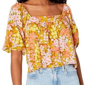 Billabong floral beach daze puff sleeve top